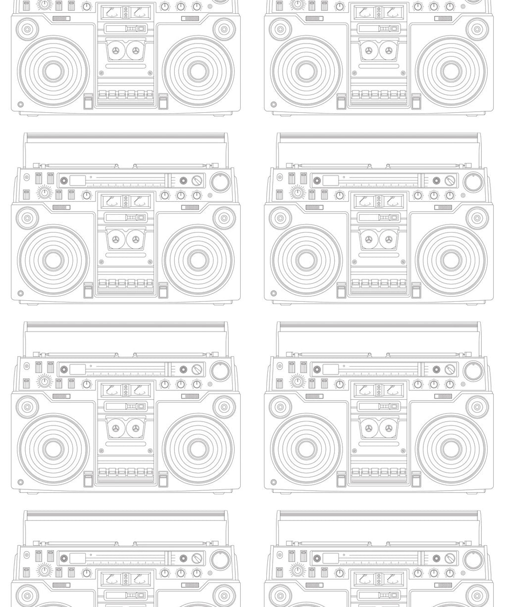 Boom Box Wallpaper, White