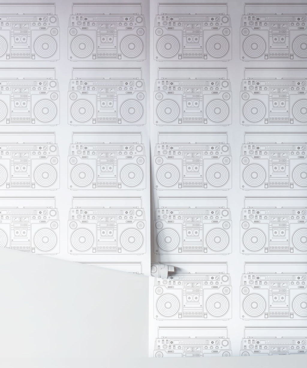 Boom Box Wallpaper, White