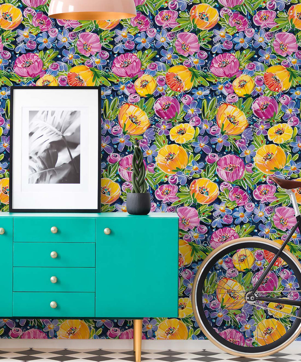 Peony Poppies Wallpaper