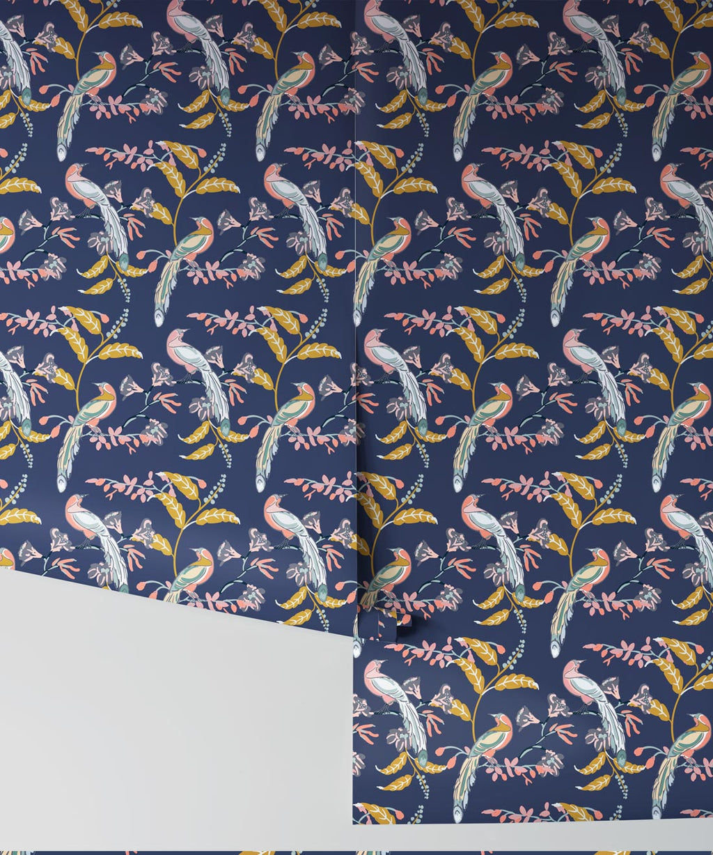 Birds Of Paradise Wallpaper, Evening Blue