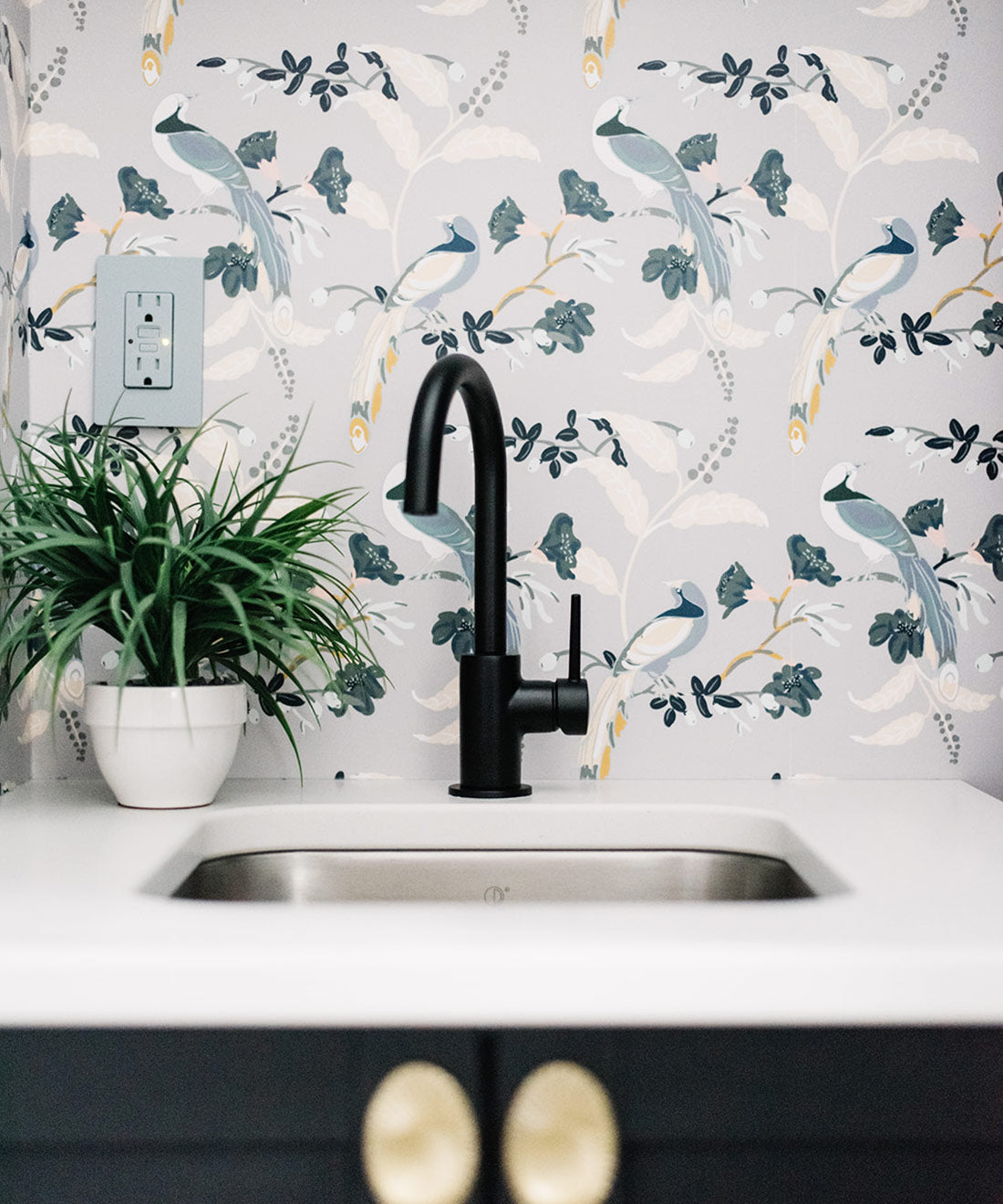Birds Of Paradise Wallpaper, Grey