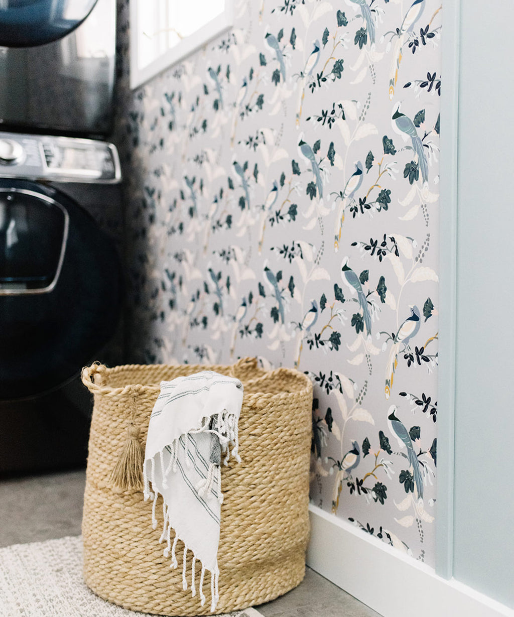 Birds Of Paradise Wallpaper, Grey