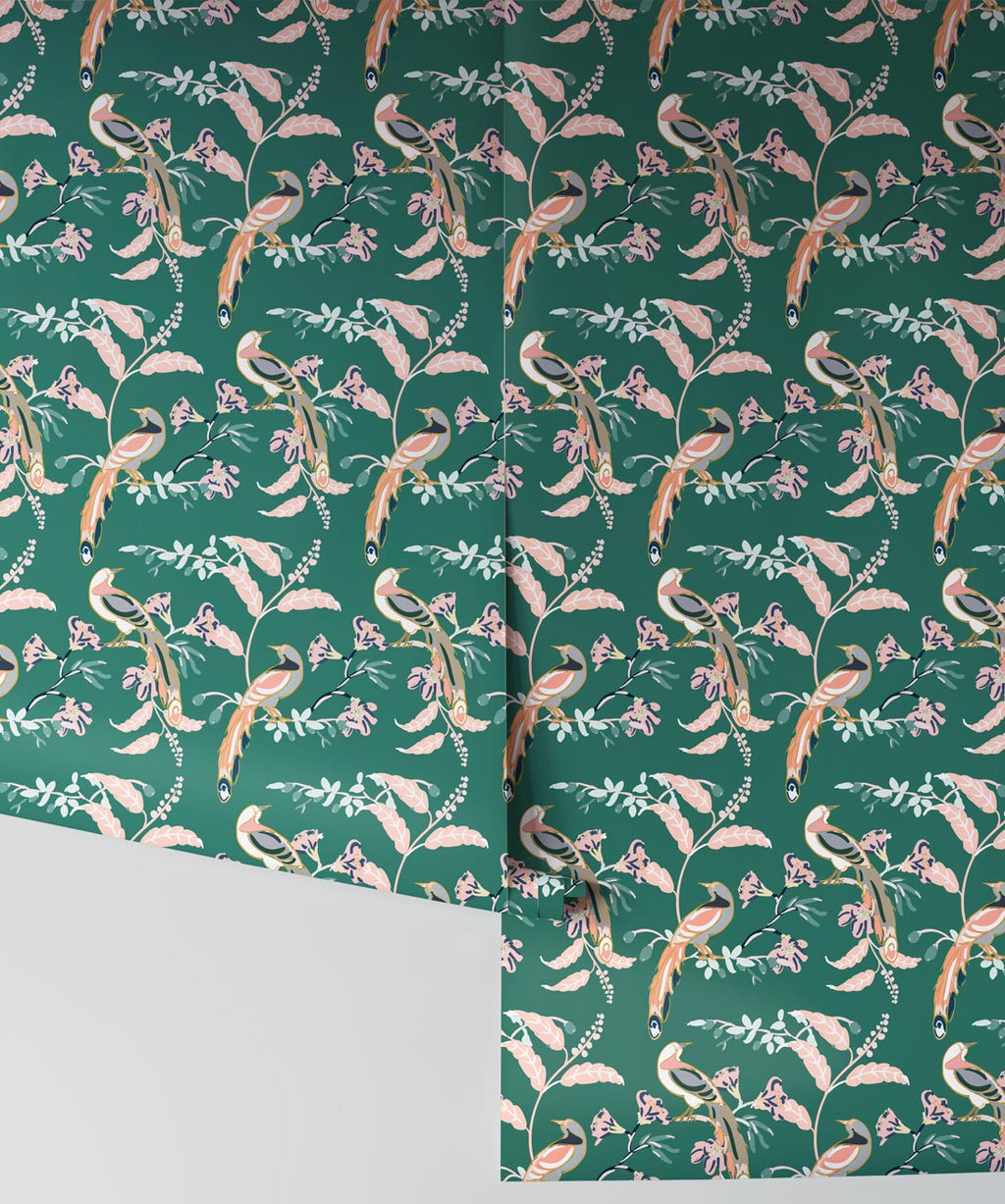Birds Of Paradise Wallpaper, Green Vogue