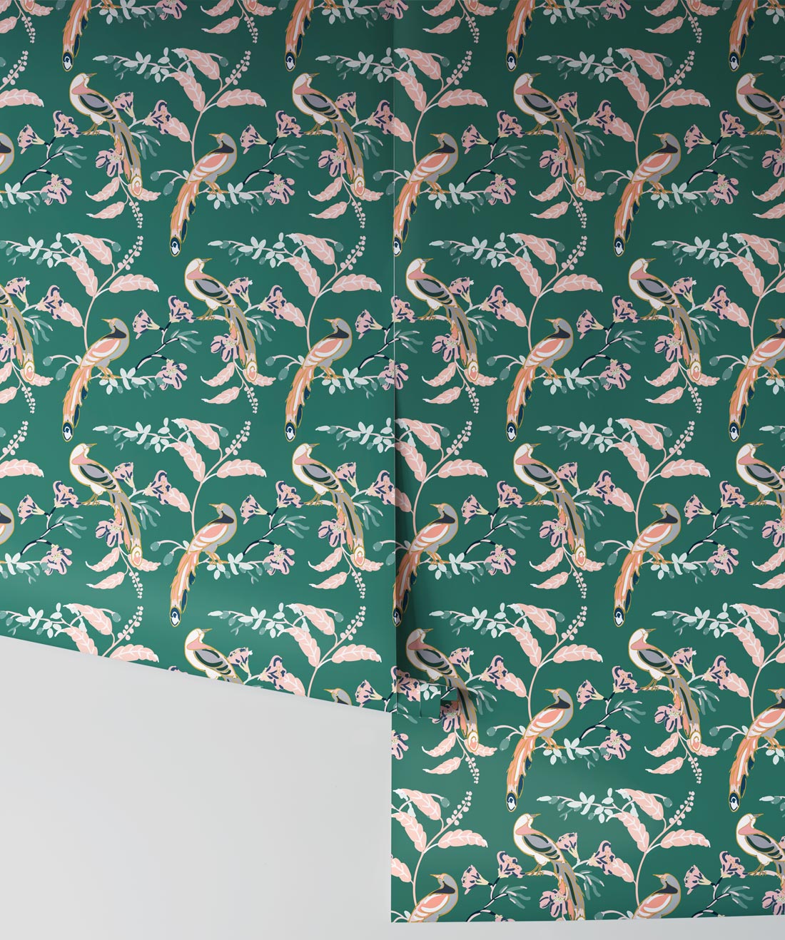 Birds Of Paradise Wallpaper, Green Vogue