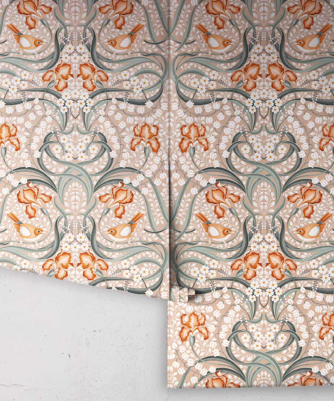Bellbirds & Iris Wallpaper, Pistachio