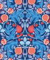 Figs & Strawberries Wallpaper, Blue & Orange