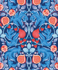 Figs & Strawberries Wallpaper, Blue & Orange