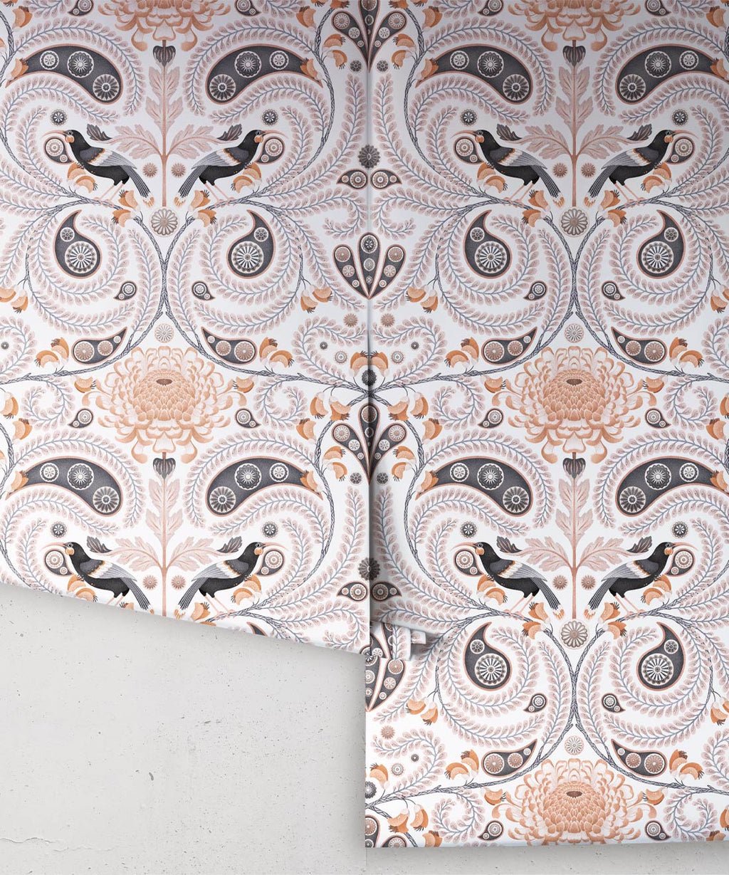 Huia & Chrysanthemum Wallpaper, Ivory