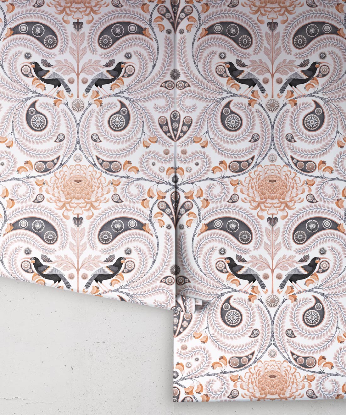 Huia & Chrysanthemum Wallpaper, Ivory