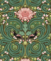 Huia & Chrysanthemum Wallpaper, Khaki Green