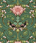 Huia & Chrysanthemum Wallpaper, Khaki Green