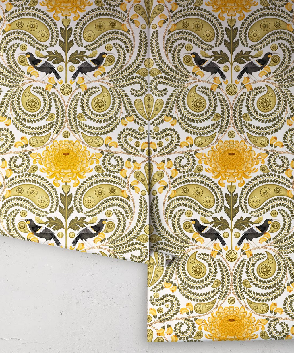 Huia & Chrysanthemum Wallpaper, Spring