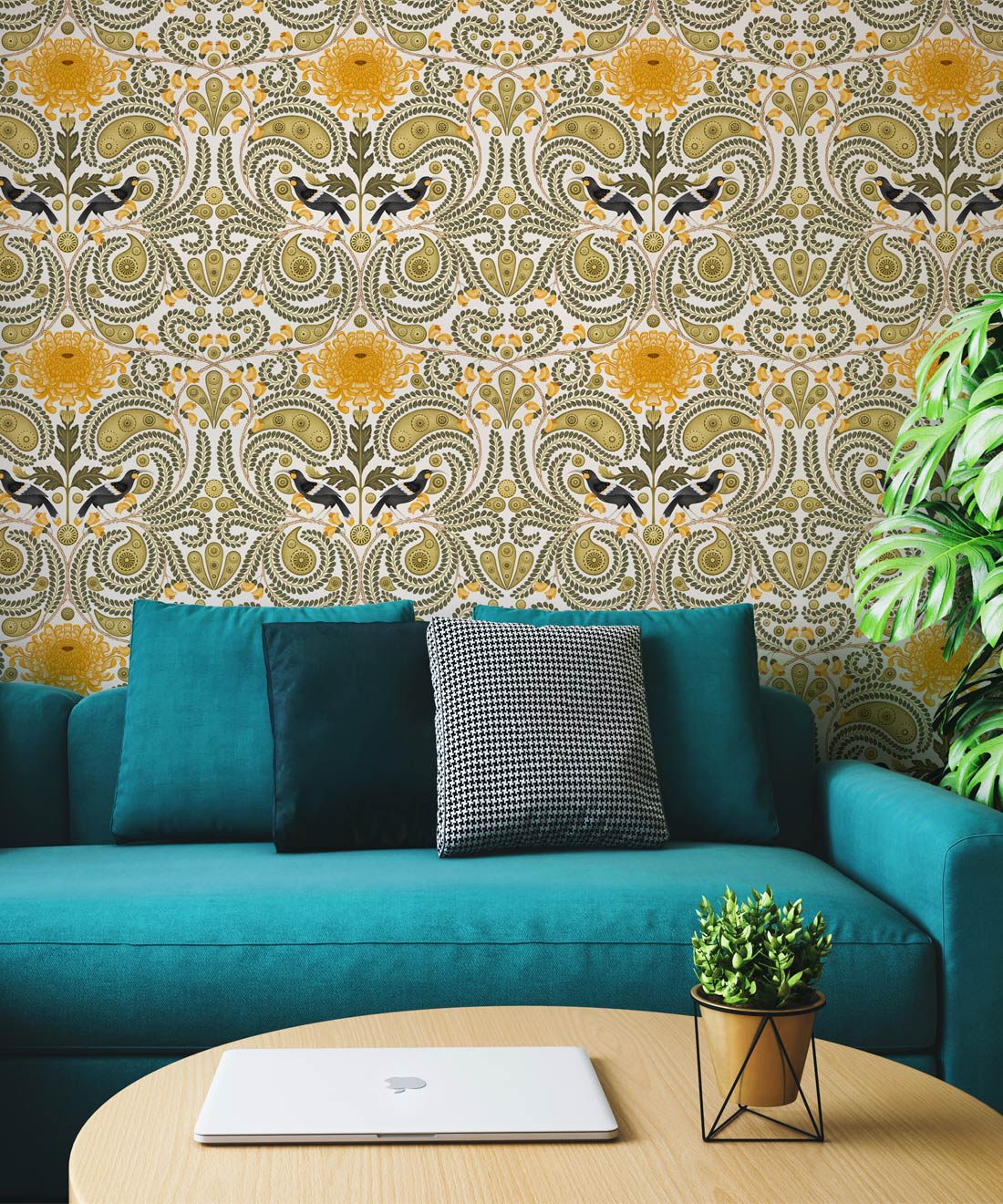 Huia & Chrysanthemum Wallpaper, Spring