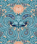 Huia & Chrysanthemum Wallpaper, Teal