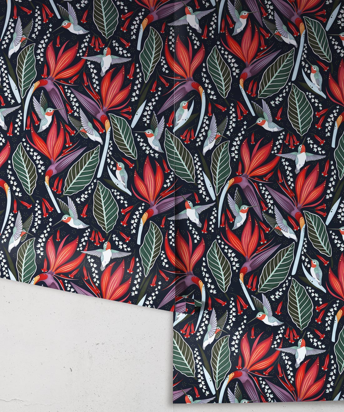 Hummingbirds Wallpaper, Black Cherry