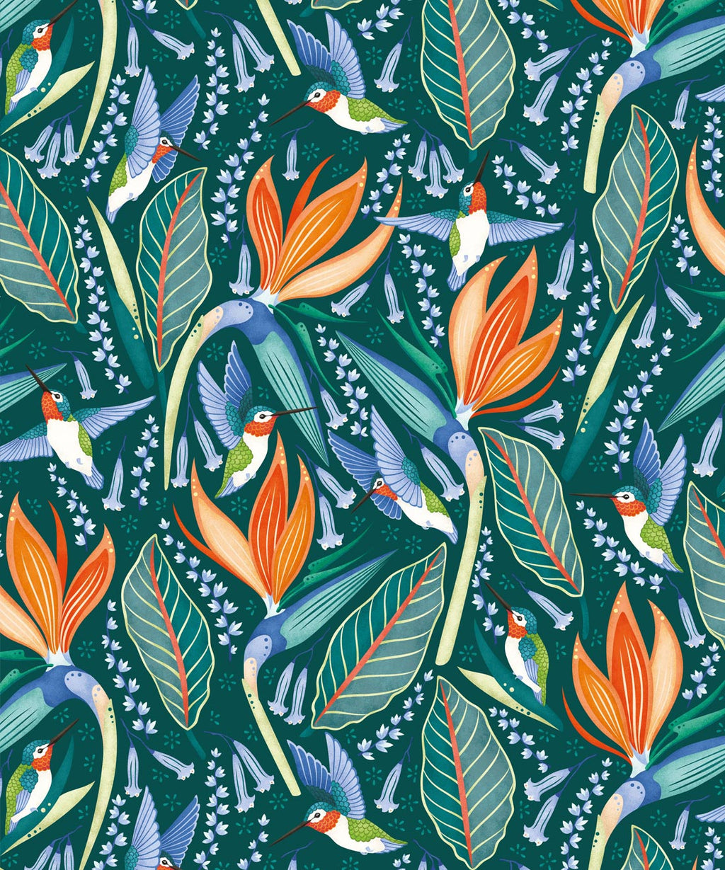 Hummingbirds Wallpaper, Green