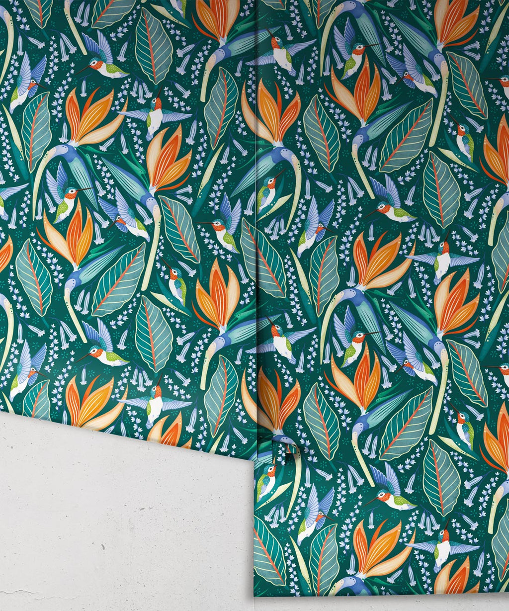Hummingbirds Wallpaper, Green