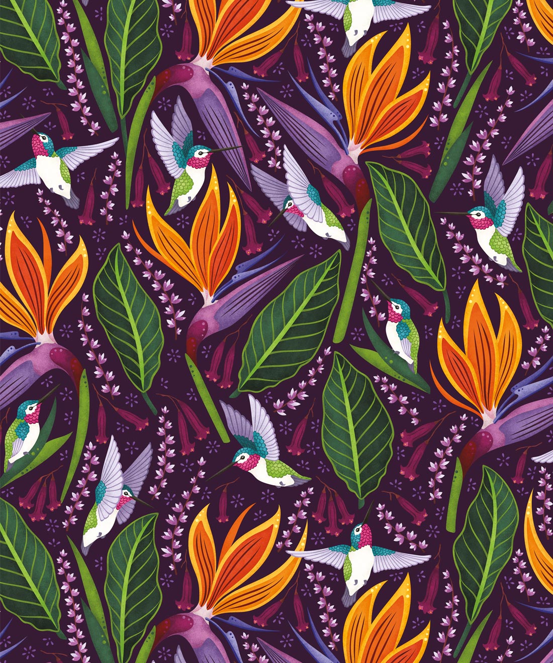 Hummingbirds Wallpaper, Purple