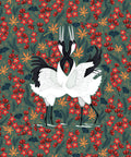 Japanese Cranes Wallpaper, Green