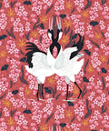 Japanese Cranes Wallpaper, Pink