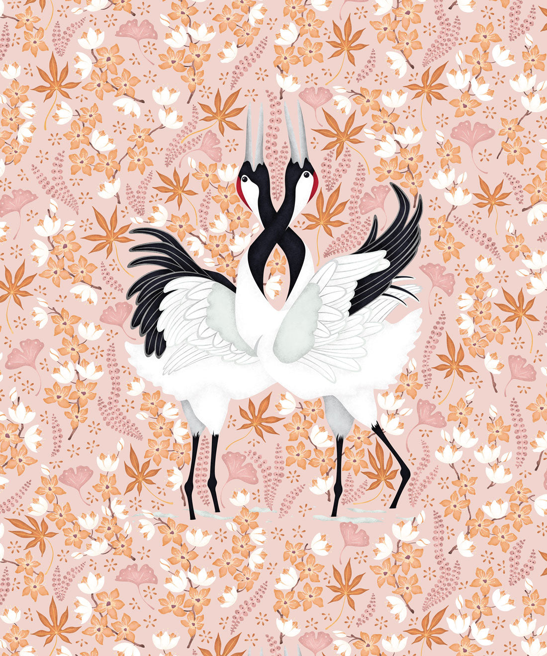 Japanese Cranes Wallpaper, Soft Light