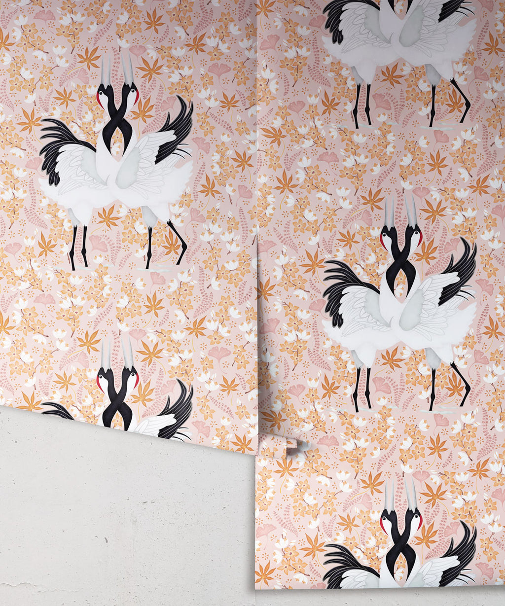 Japanese Cranes Wallpaper, Soft Light