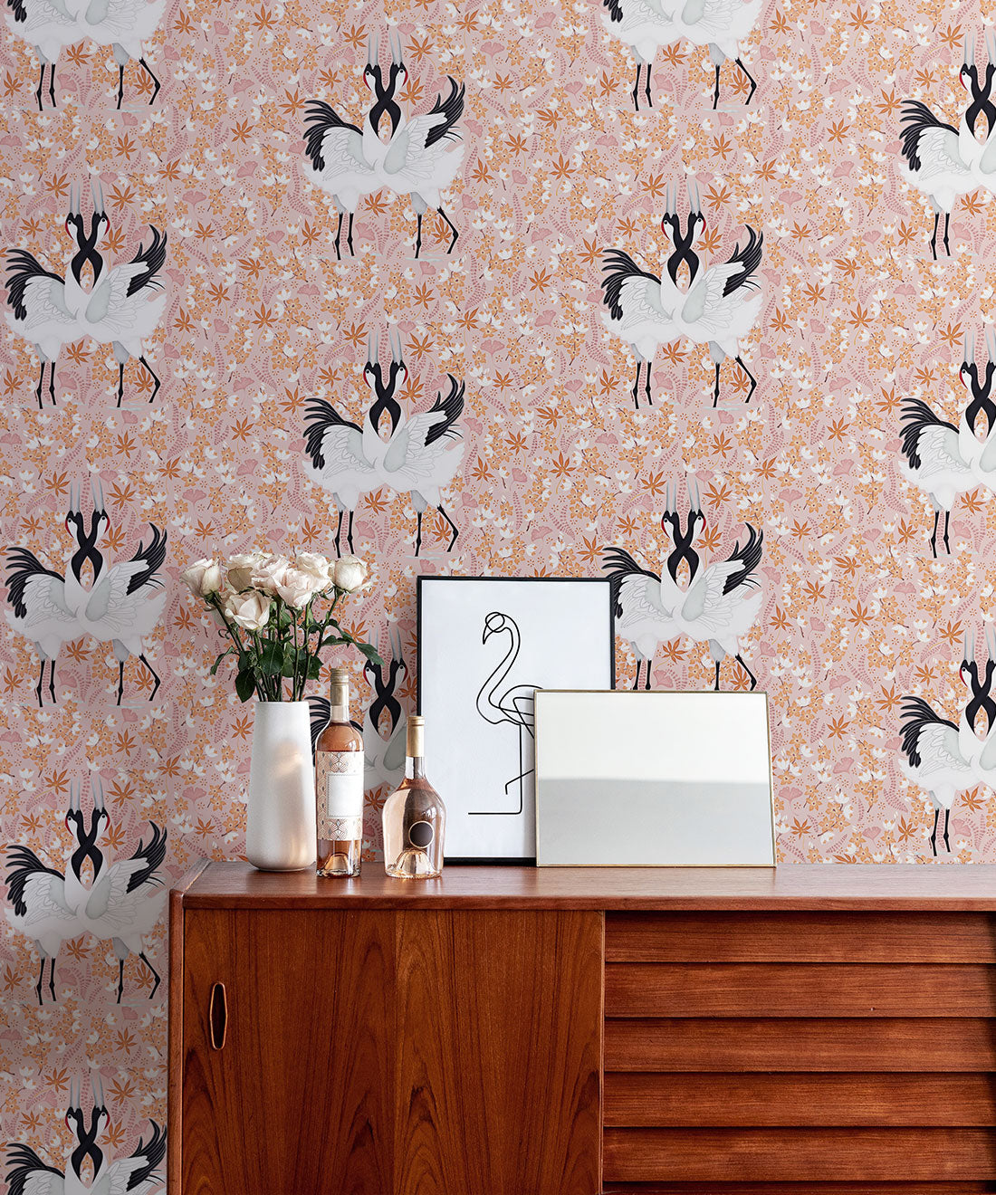 Japanese Cranes Wallpaper, Soft Light