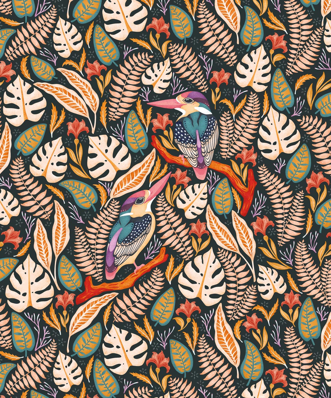 Exotic Kingfishers Wallpaper, Autumn