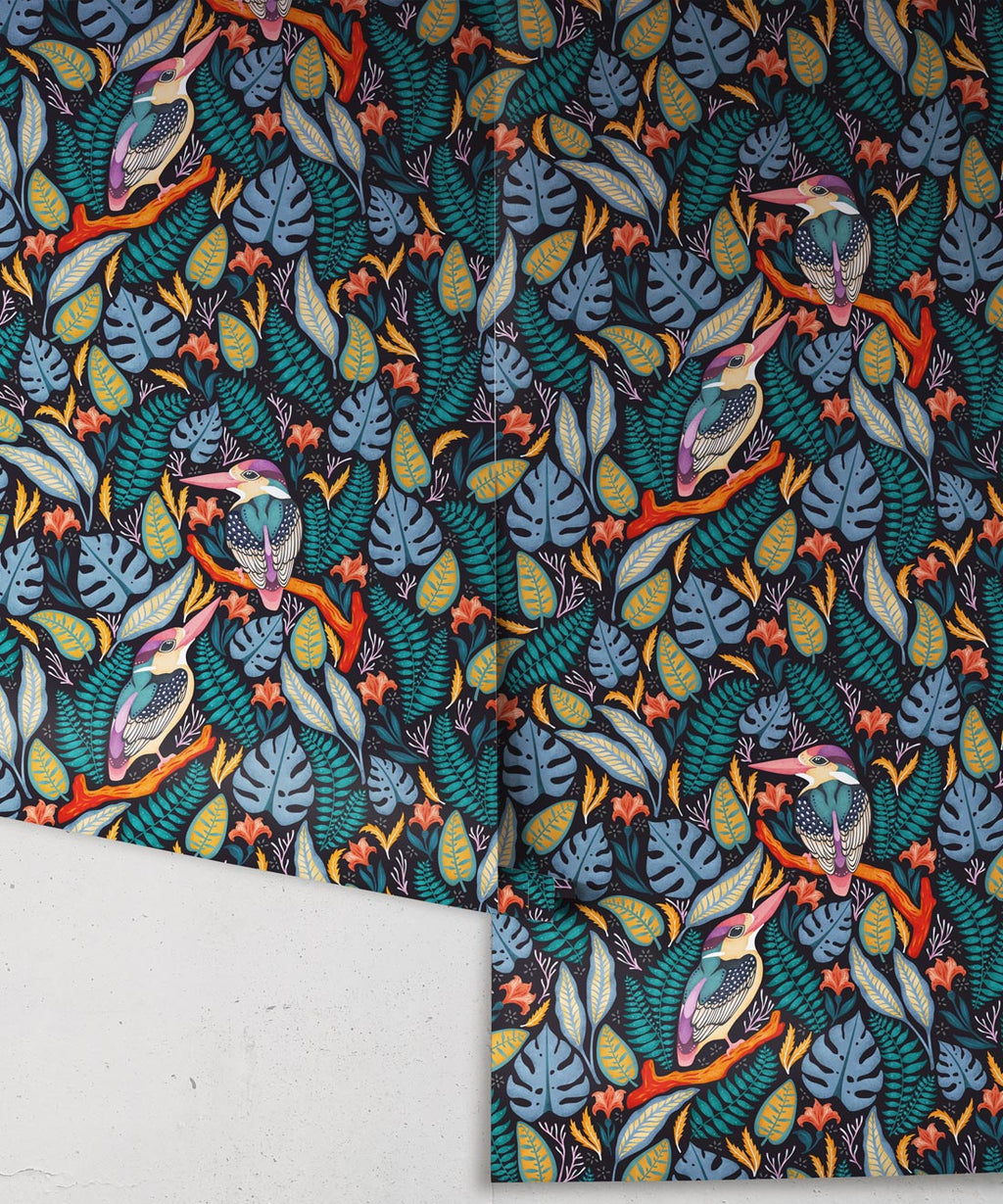 Exotic Kingfishers Wallpaper, Blue Orange
