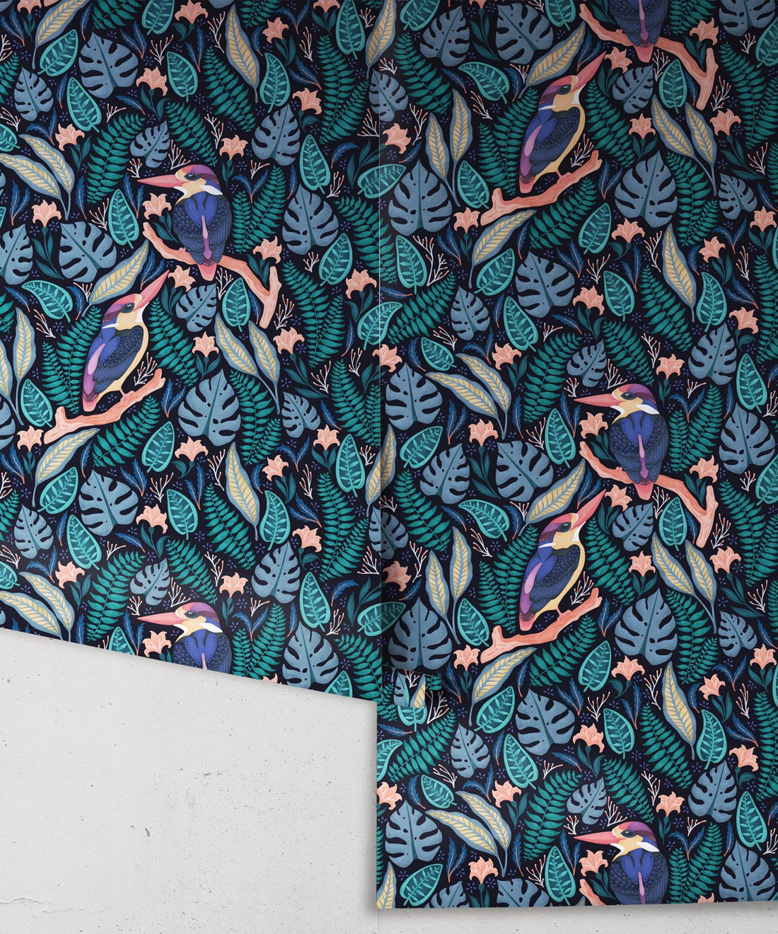 Exotic Kingfishers Wallpaper, Dark