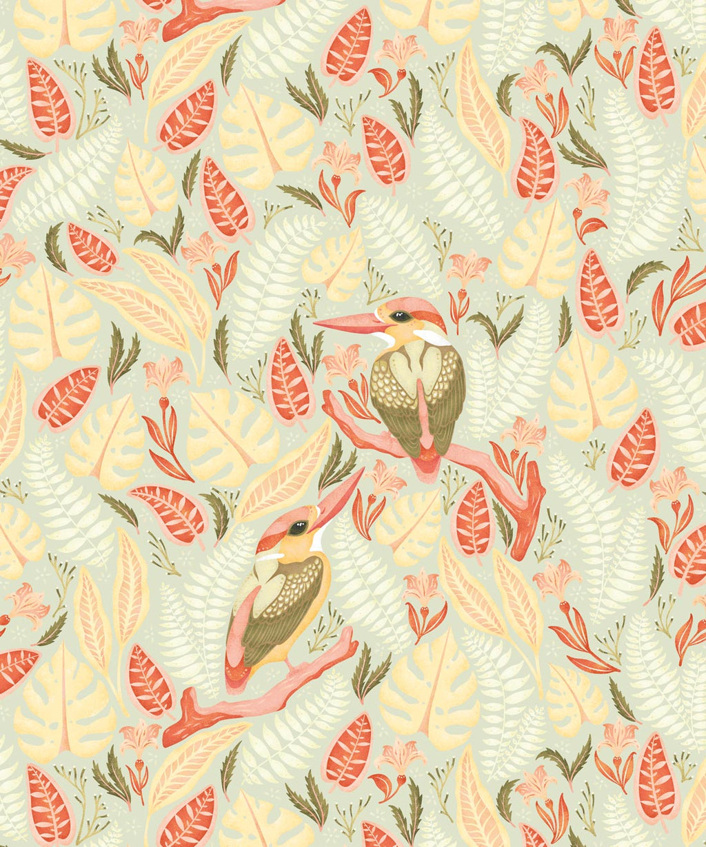 Exotic Kingfishers Wallpaper, Light