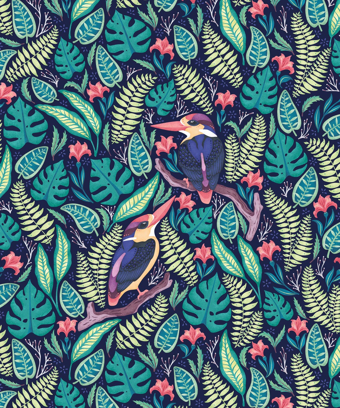 Exotic Kingfishers Wallpaper, Original