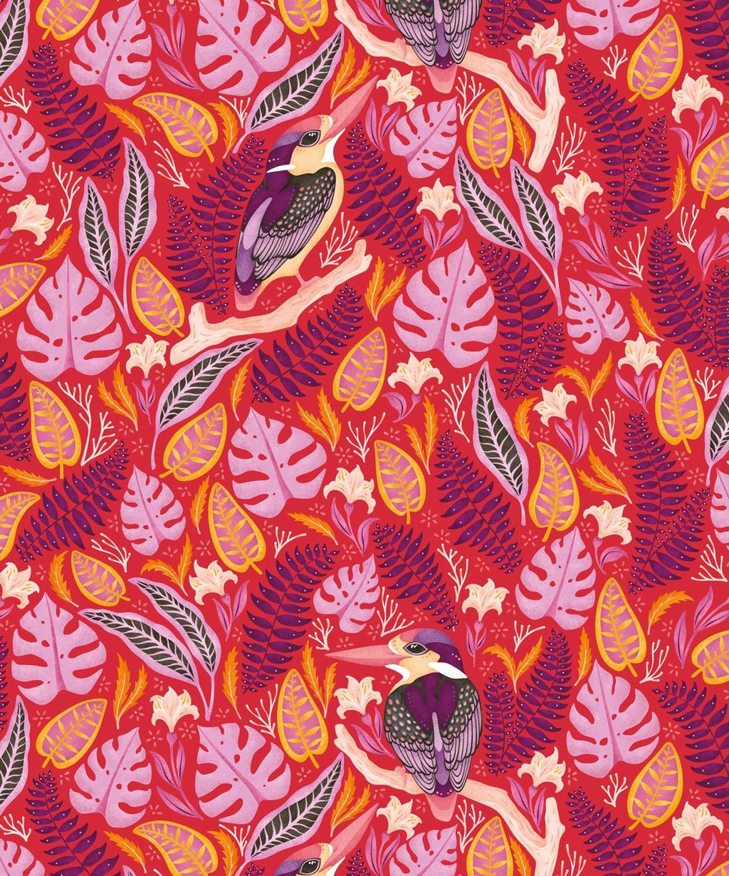 Exotic Kingfishers Wallpaper, Pink