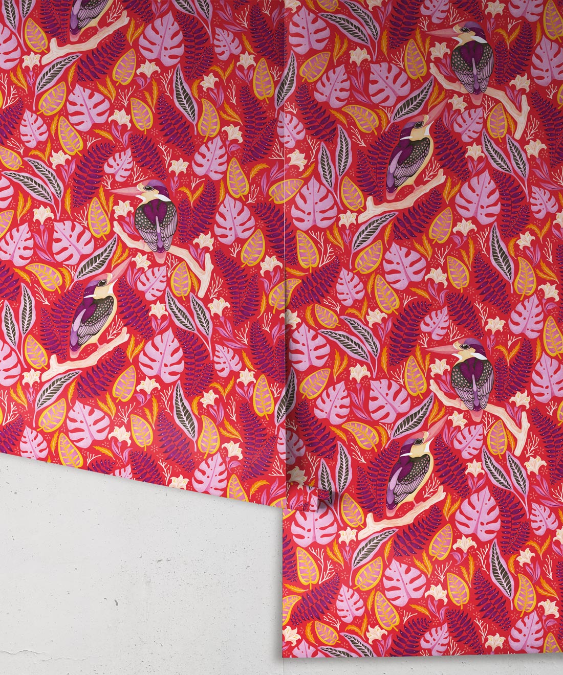 Exotic Kingfishers Wallpaper, Pink