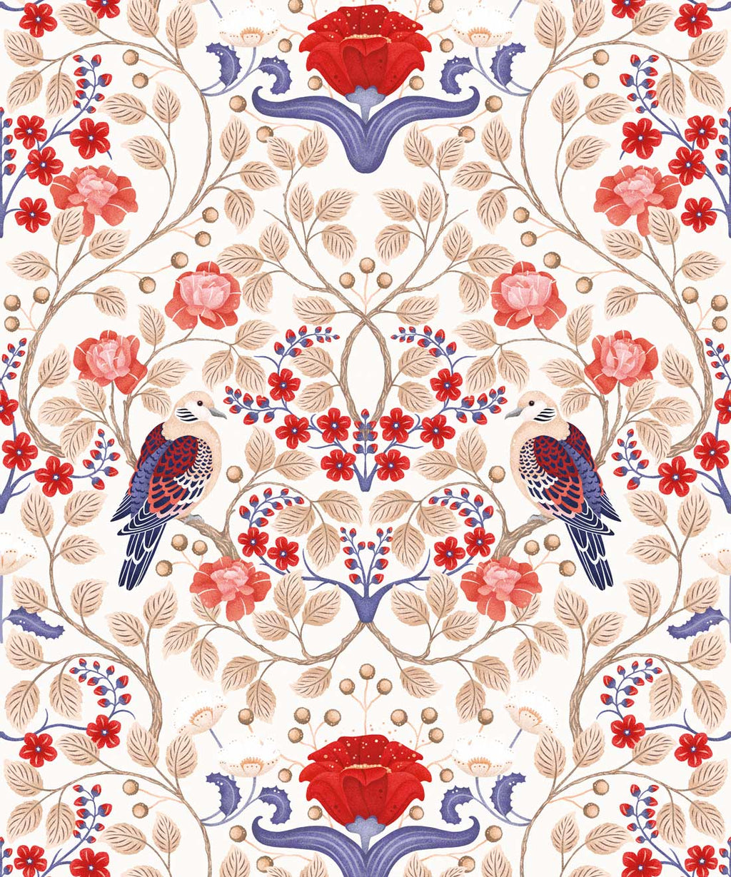 Turtle Doves Wallpaper, Folklore Crème