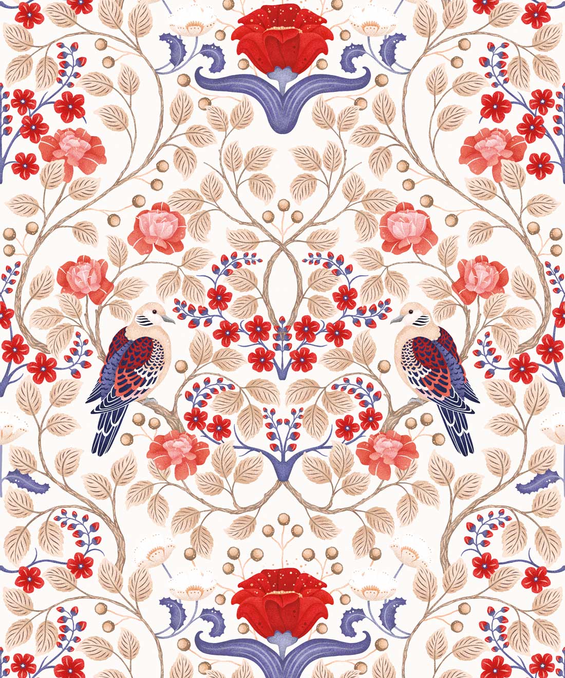 Turtle Doves Wallpaper, Folklore Crème