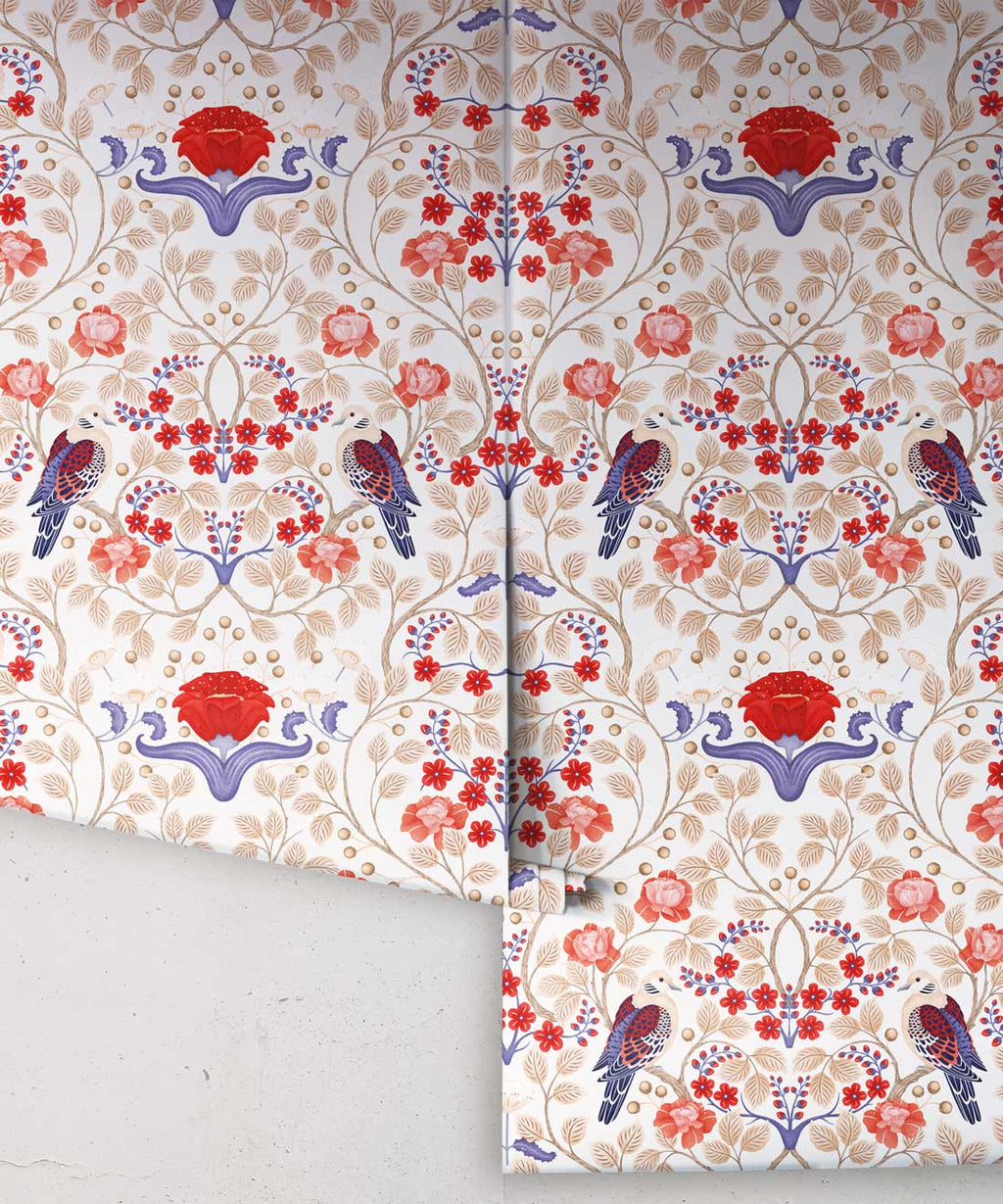 Turtle Doves Wallpaper, Folklore Crème