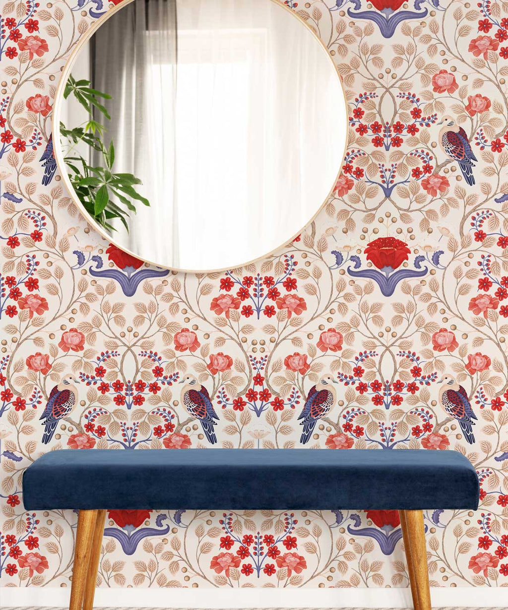 Turtle Doves Wallpaper, Folklore Crème