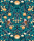 Turtle Doves Wallpaper, Emerald