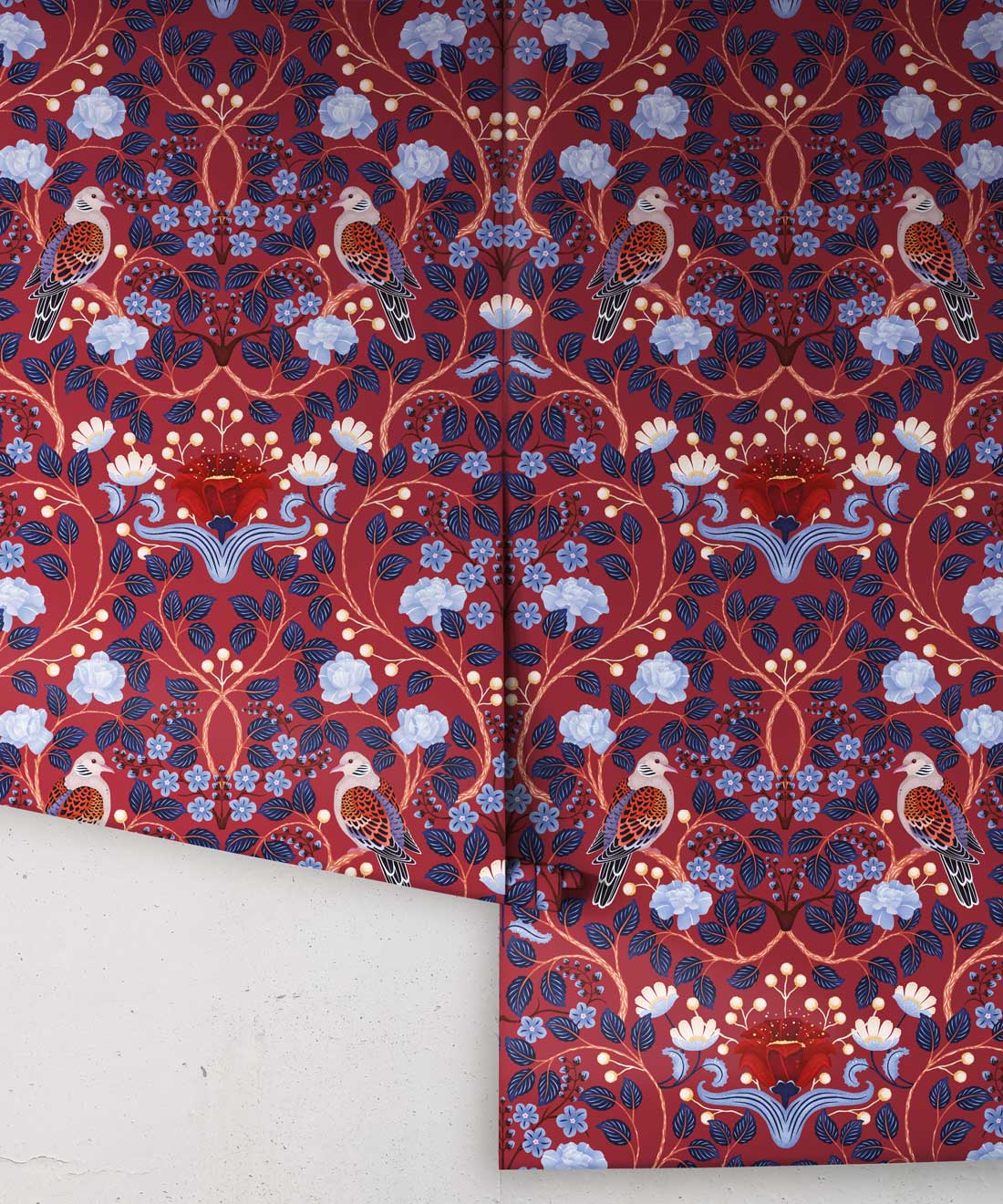 Turtle Doves Wallpaper, Merlot