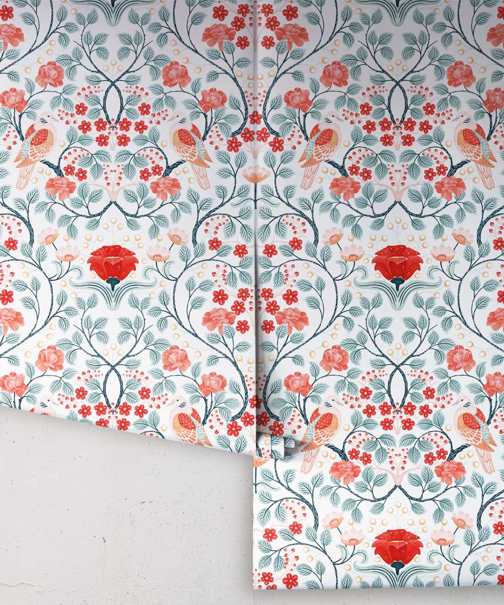 Turtle Doves Wallpaper, Peppermint Swirl