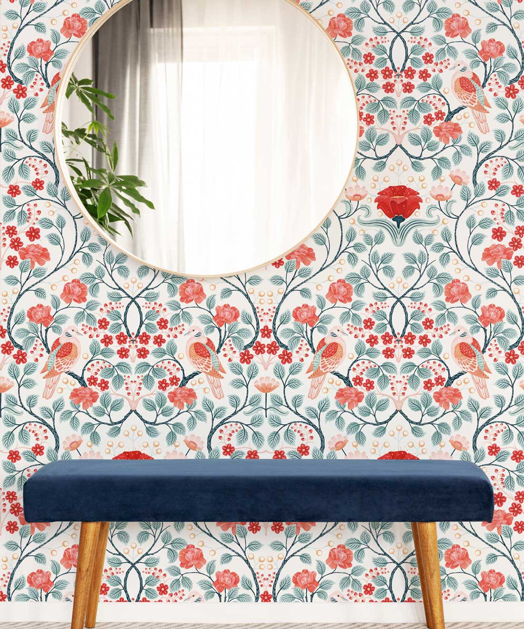 Turtle Doves Wallpaper, Peppermint Swirl