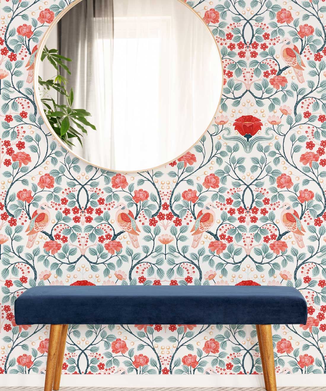 Turtle Doves Wallpaper, Peppermint Swirl