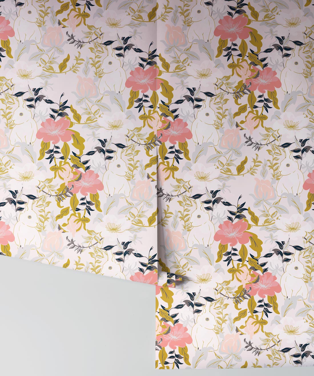 Garden Bunny Wallpaper, Blush