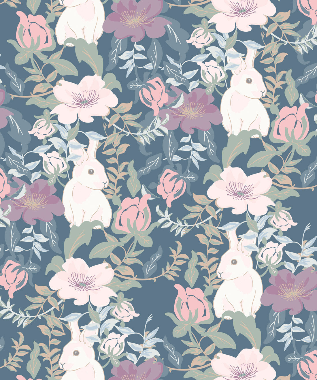 Garden Bunny Wallpaper, Pastels