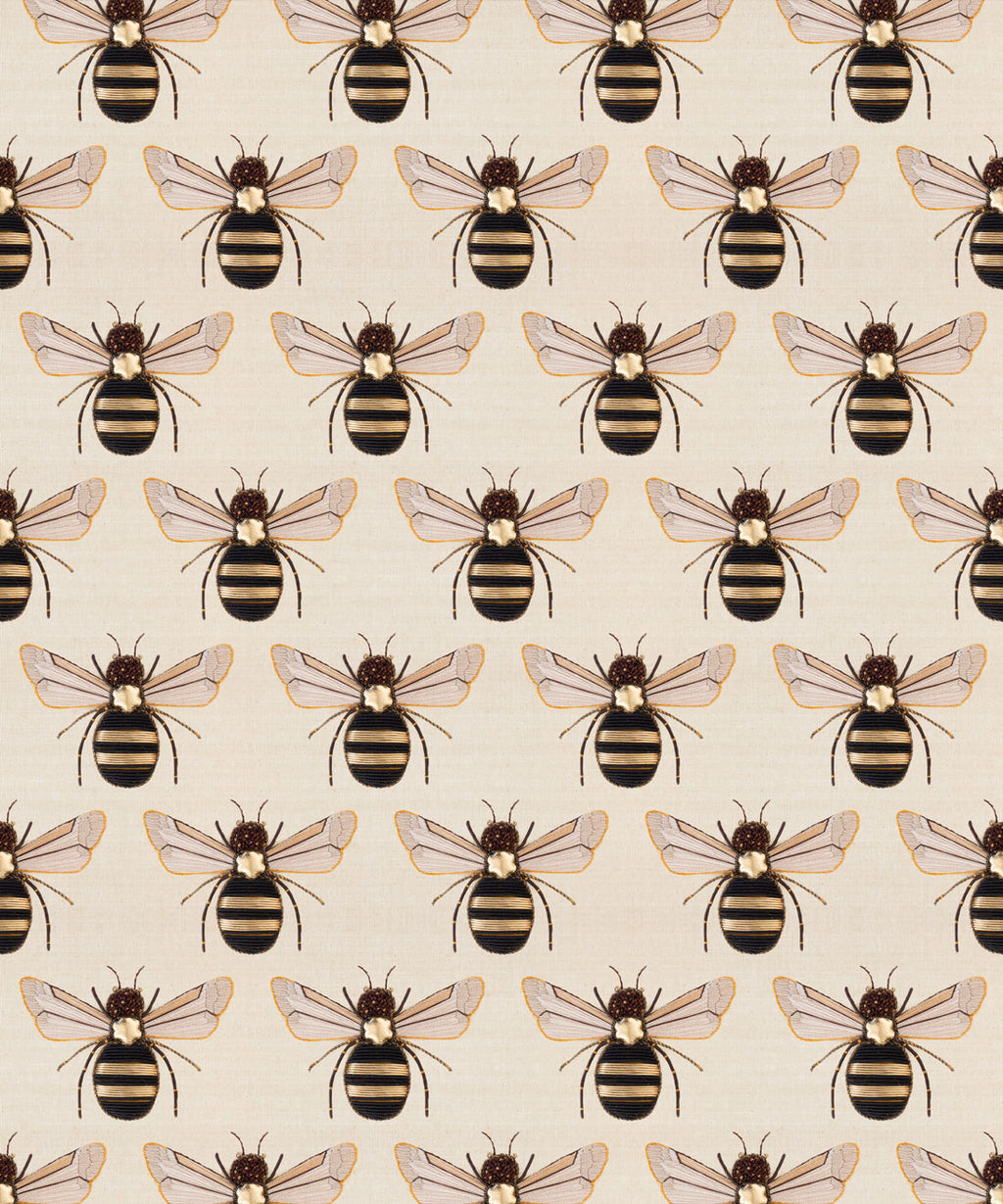 Golden Bee Embroidery Wallpaper
