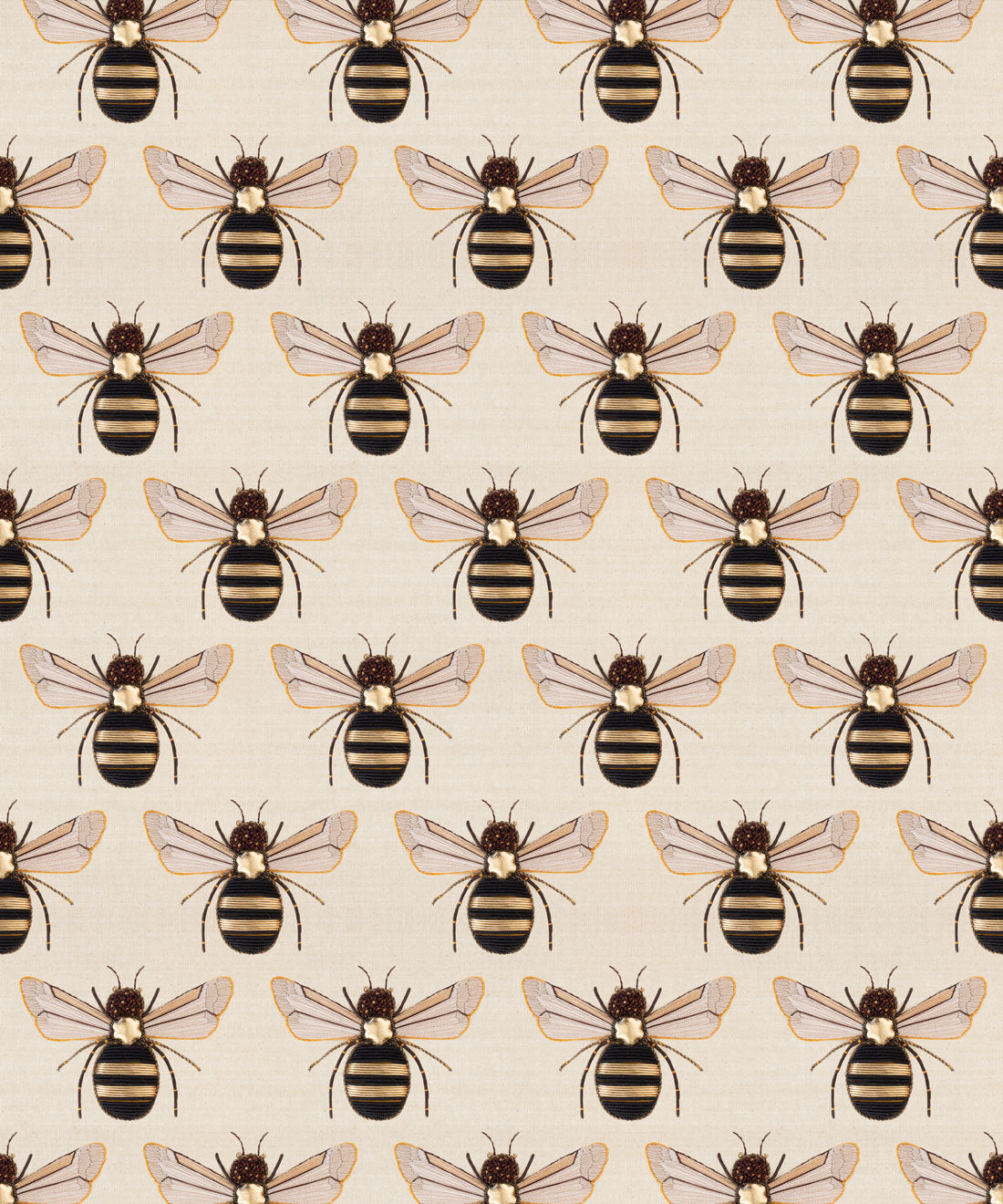 Golden Bee Embroidery Wallpaper