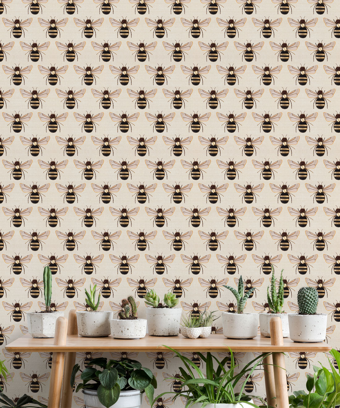 Golden Bee Embroidery Wallpaper