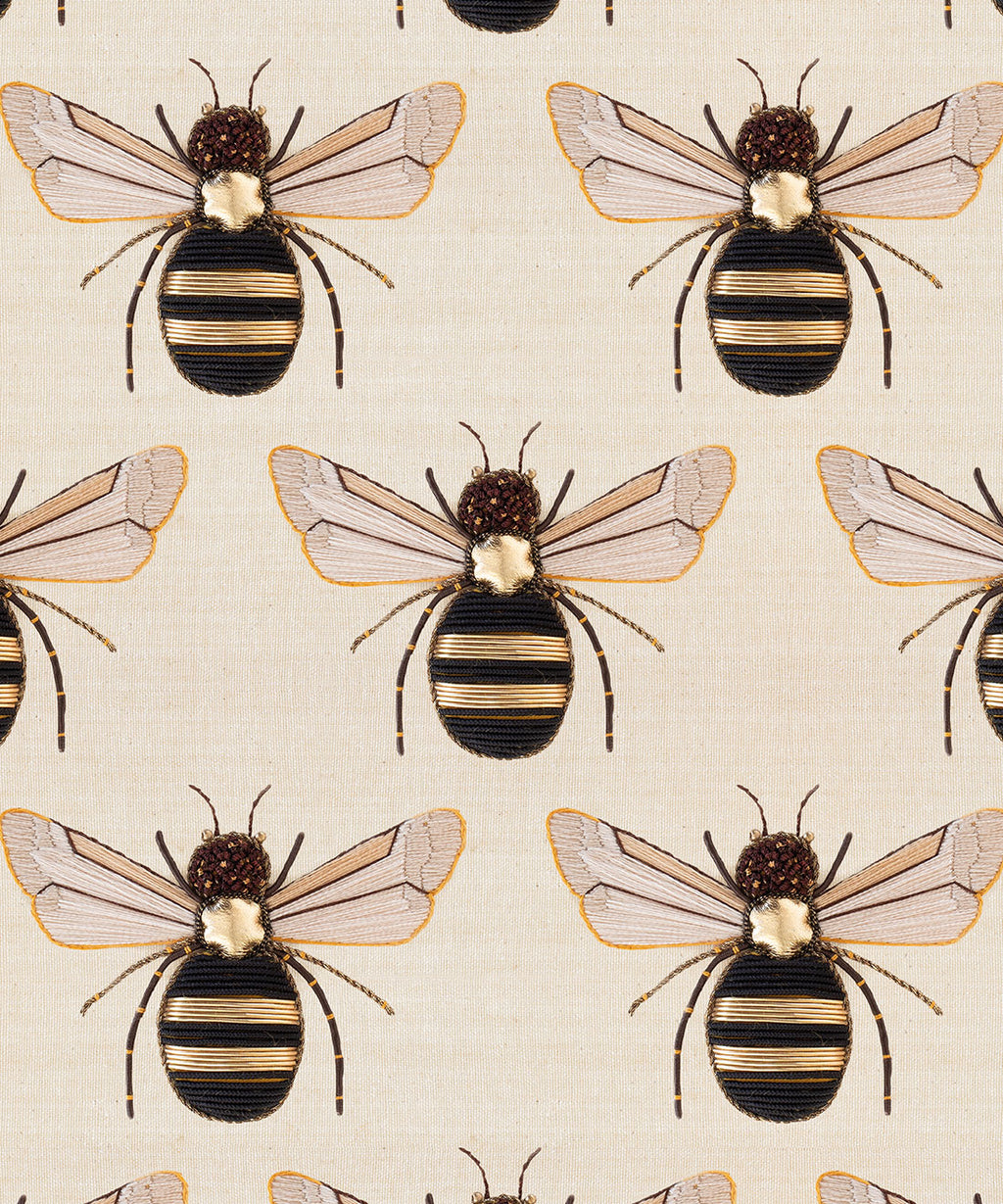 Golden Bee Embroidery Wallpaper