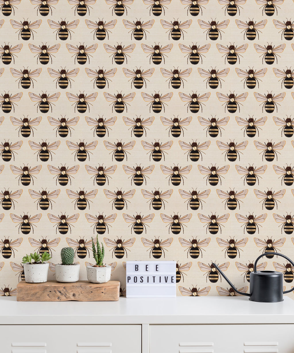Golden Bee Embroidery Wallpaper